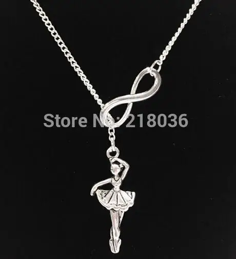 Винтажные Серебристые кулоны со знаком бесконечности и с рисунком балерины для
