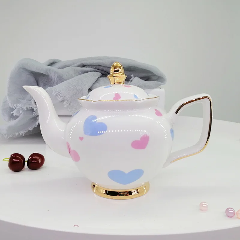 Love Teapot 1 шт., скандинавский роскошный фарфоровый чайный горшок, чайный поднос, сахарный горшок, молочный кувшин, кофейная кружка, чашка, блюдце, набор, свадебный подарок - Цвет: Love Teapot