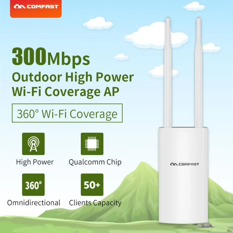 

Comfast CF-EW71 300Mbps High Power Outdoor AP wifi router 360 degree Coverage Access Point Wifi Base Station with dual antennas