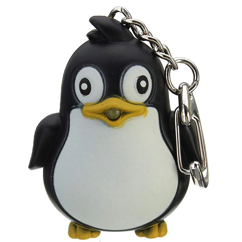 Cute Animal Penguin LED Light Vocal light keychain pendant mobile phone bag gift