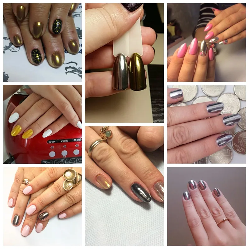 10 г/кор. Блестящий зеркальный блеск порошок Пыль для ногтей DIY Советы для дизайна ногтей хром пигмент Блестки для ногтей