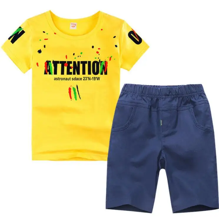 Летняя одежда для мальчиков спортивные костюмы новые летние хлопковые футболки 4