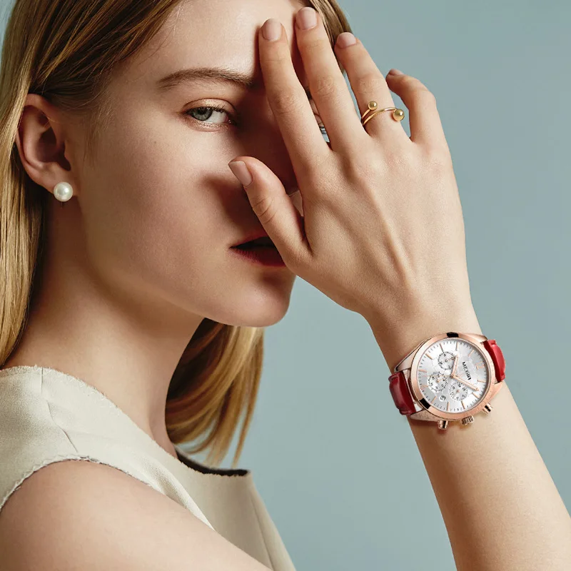 MEGIR, женские часы, Топ бренд, роскошные женские часы, Montre Femme,, модные розовые кварцевые женские часы, подарок для влюбленных, Relogio Feminino