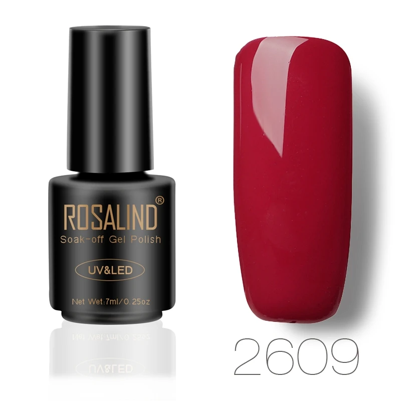 2609 ROSALIND 7 мл, флакон, черный цвет, чистый цвет, набор для полировки ногтей, лак, УФ светодиодный, впитывающий Полупостоянный лак для ногтей - Цвет: 2609