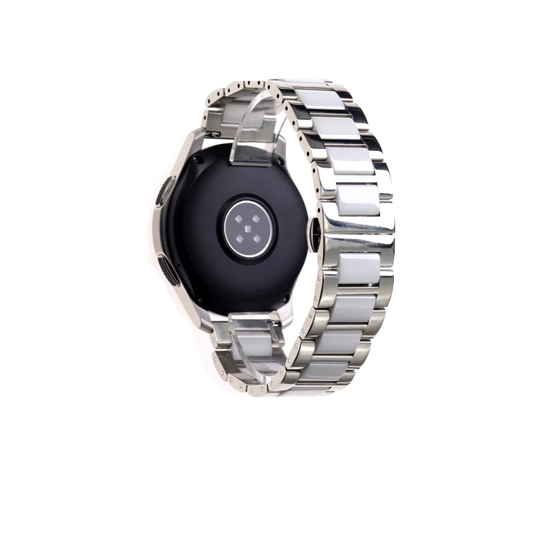White plus silver Браслет из нержавеющей стали с серебряной керамикой для часов samsung gear, спортивный ремешок для часов gear s3 s2, ремешок для galaxy watch, 20 мм, 22 мм - Цвет ремешка: White plus silver