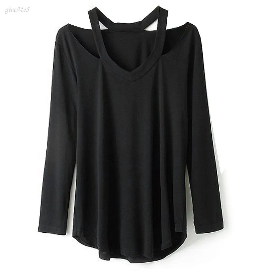 Скидка Новинка 2017 года Для женщин Футболки с открытыми плечами Повседневное