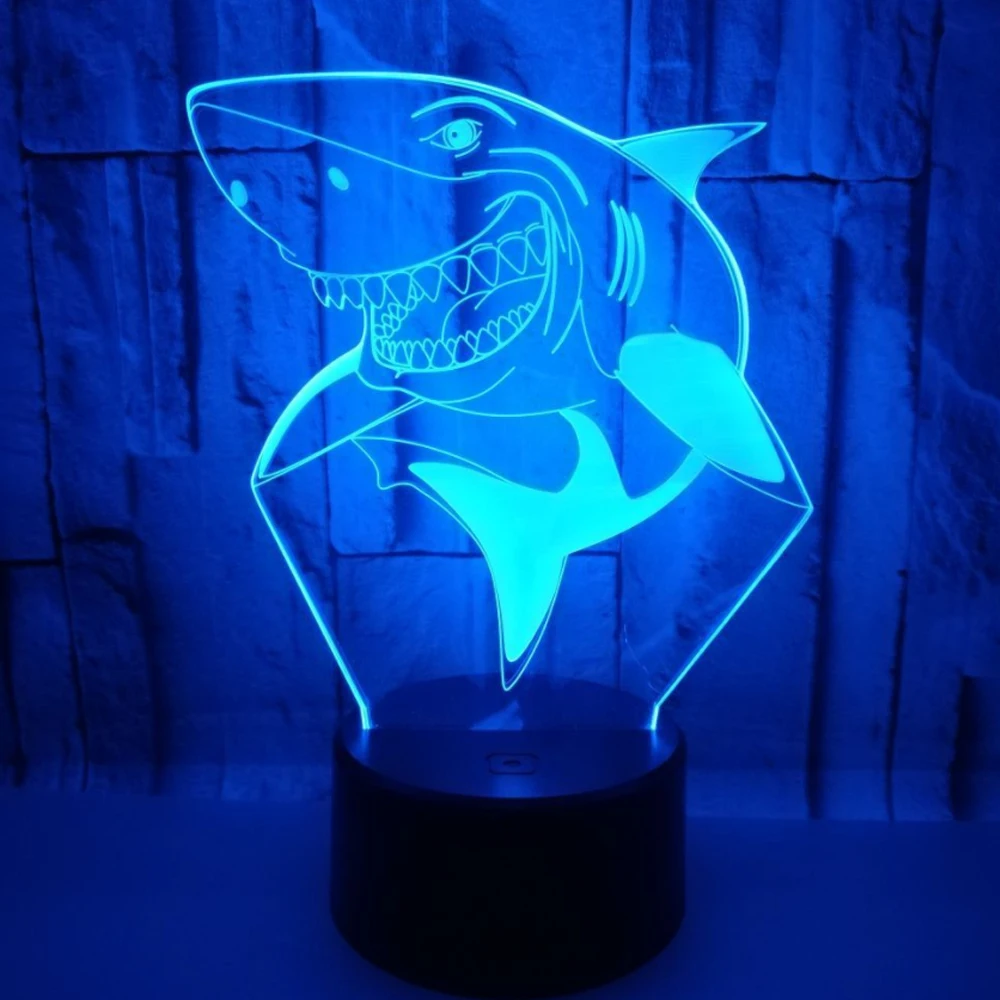 3D лампа в форме акулы животные освещение стол USB LED ночные светильники подарок для