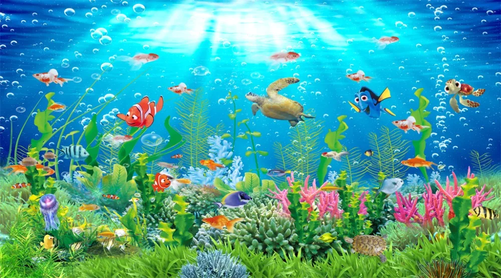 3D занавески для красивых фотографий затемняющие окон Коралловый подводный мир