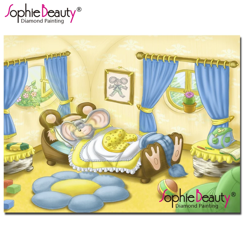 

Sophie Beauty Diy Алмазная картина квадратная/круглая вышивка крестиком Спящая мышь украшение для дома с животными полная Алмазная вышивка 19090