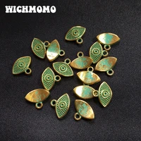 30pcs evil eyes retro patina plated zinc alloy green charms pendants for diy punk jewelry accessories pj013