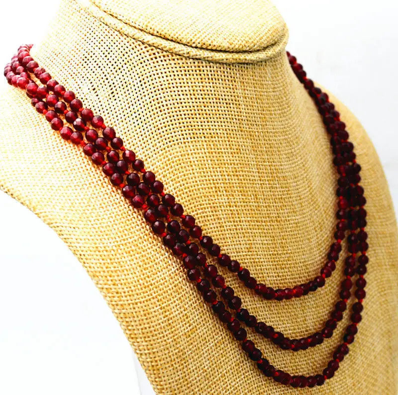 Женщины хороший бутик Модной одежды 3 ряда 4 мм грановитая Красный гранат