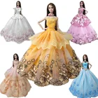 5 шт.лот, случайная Модная Одежда для кукол Барби, наряды для кукол, платье принцессы, свадебное платье, благородное вечернее платье для куклы Барби 16