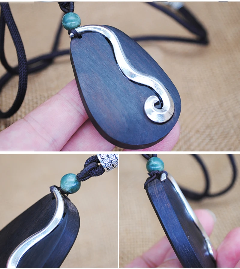 Yumfeel Brand Bohemia Vintage Necklaces Handmade Tibetan Carving Black Sandalwood Pendants& Necklaces Women Jewelry Long Gifts