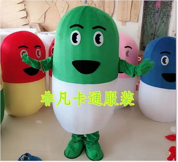 

Mascot Daily Pill Capsules Mascot Costume Adult Size Cartoon Pill Theme Anime Cosplay Costumes Carnival Fancy Dress Costume