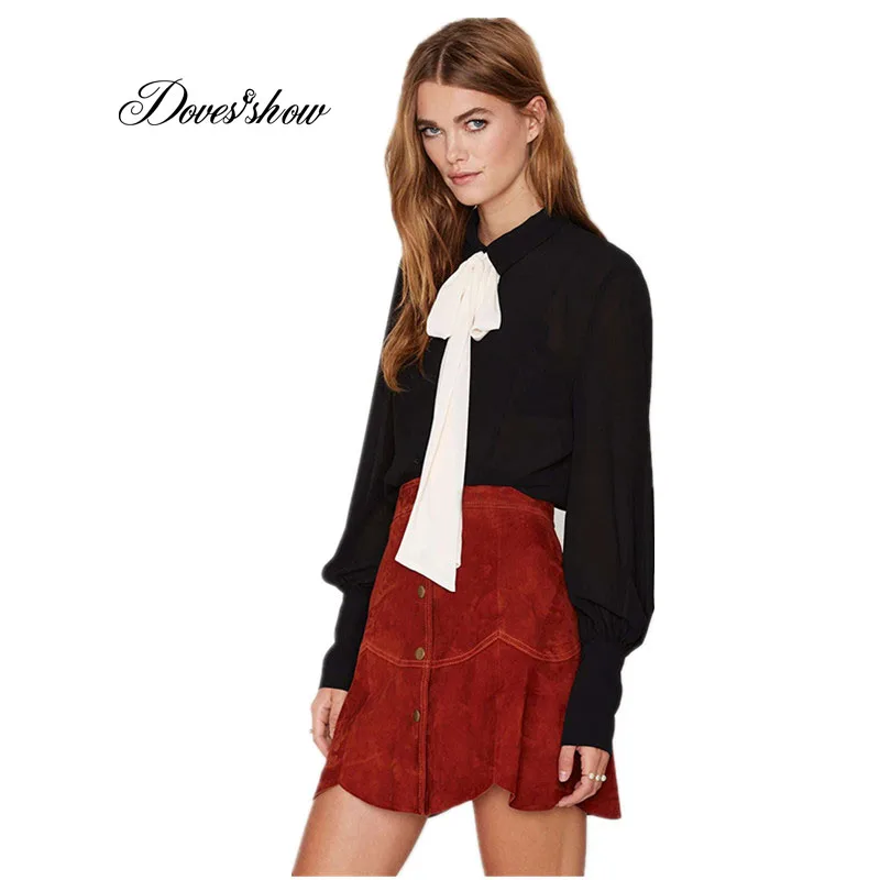 Голуби Show Новинка весны 2017 года модные элегантные галстук бабочка офисная блузка