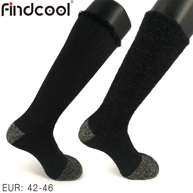 Black Glod EUR 42-46 Findcool теплые тяжелые термоноски из мериносовой шерсти зимние носки спортивные лыжные носки для спорта на открытом воздухе горные походные носки - Цвет: Black Glod EUR 42-46