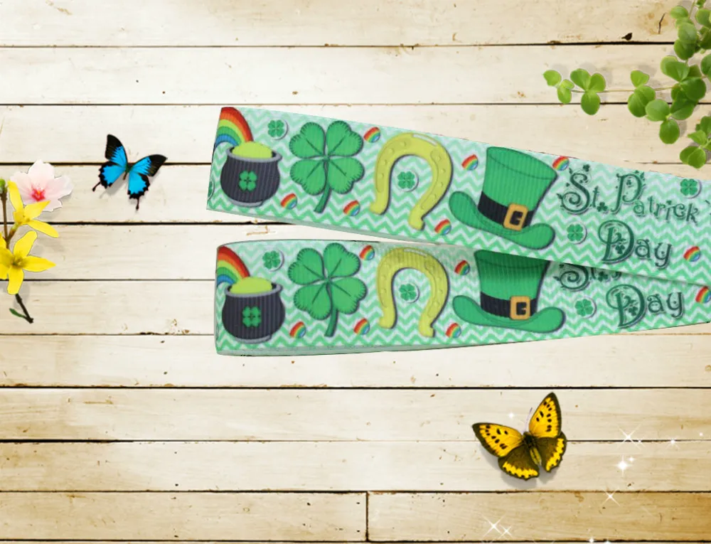 Персонаж доставка 7/8 дюймов День Святого Патрика напечатанный корсаж лента 22 мм