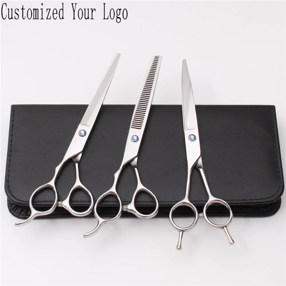 

Left-Hand 7" JP Titanium C3006 Customized Logo Dogs Cats Hair Grooming Tools Cutting Scissors Thinning Shears Pets Scissors Set