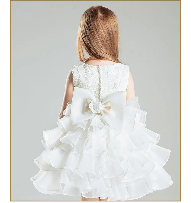 Белые Дети Вечер Кружева Рукавов С Поясом Бальное платье Цветочница Платье 2017