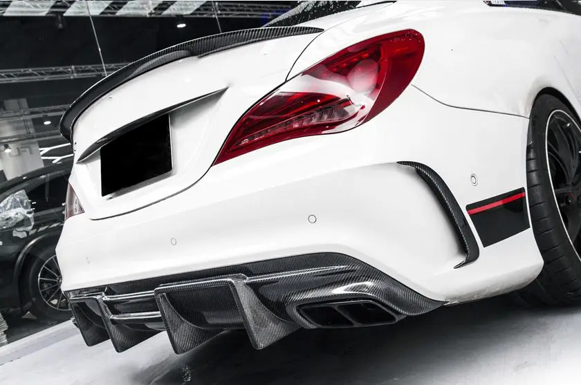 W117 AMG &amp CLA45 Стайлинг автомобиля натуральное углеродное волокно задний бампер Canard
