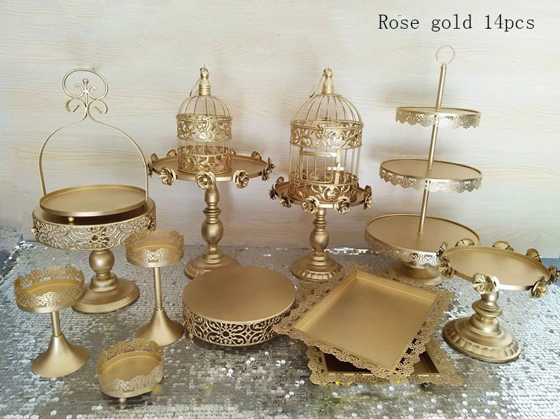 Набор золотых свадебных тортов 14 штук подставка для кексов украшения торта