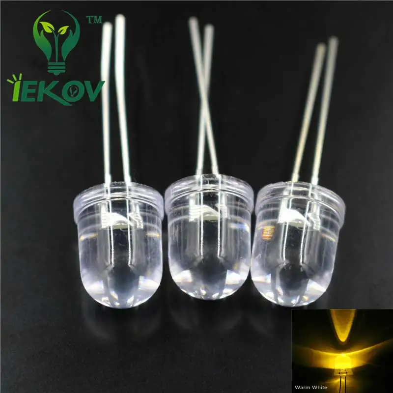 100 шт. светодиодный 10 мм теплый белый S круглый светодиод ультра яркий супер