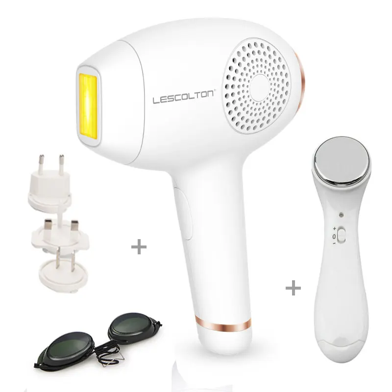 With face massager Lescolton IPL эпилятор T011i с сенсорной кнопкой, постоянный лазер для дома, триммер для бикини, Электрический омоложения, депилятор - Цвет: With face massager