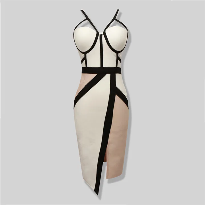 Для женщин Летнее сексуальное Пестрое с низким вырезом на спине Bodycon HL Бандажное