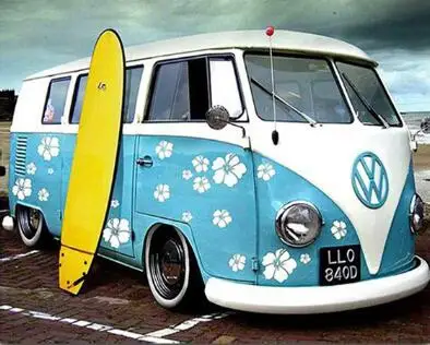 Алмазная живопись 5D «сделай сам» Вышивка крестом автомобиля VW комплект полная квадратная Алмазная вышивка древних автобус, полный мозаика из круглых бриллиантов цвет автомобилей - Color: Plum