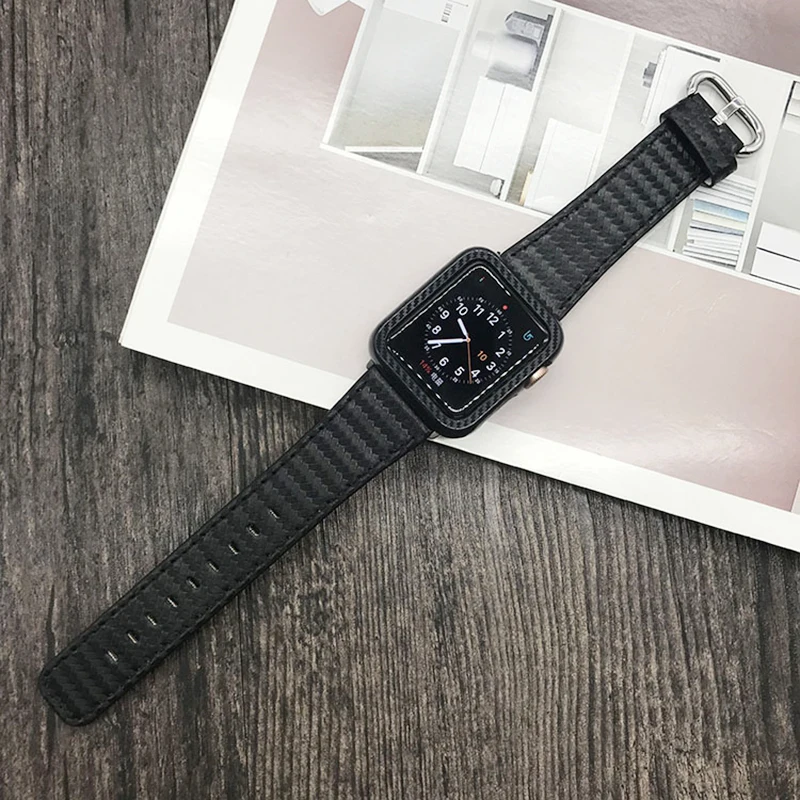 Корпус из углеродного волокна Laforuta для Apple Watch 5 4 Крышка iWatch серии 3 Сверхтонкий
