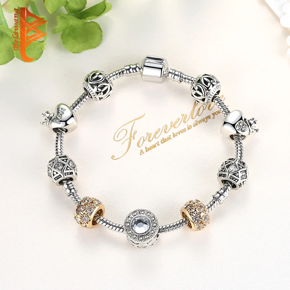 Женский браслет и BELAWANG блестящий ручной работы с бусинами из кристаллов |