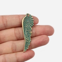 10pcs antique bronze patina feather wings charms pendants for diy necklace jewelry findings making 48x15mm