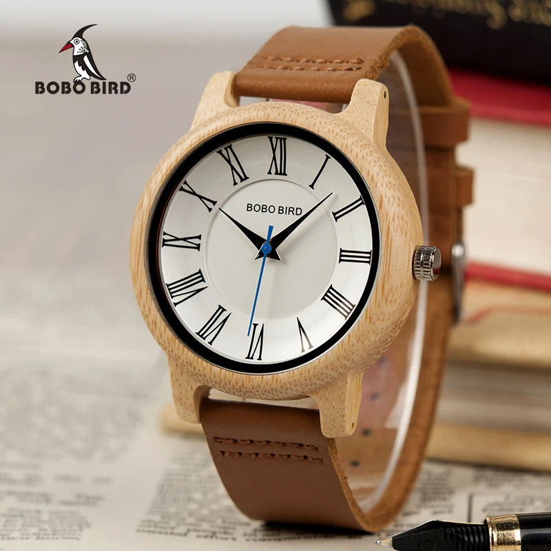 

BOBO BIRD Q15 Classic Leather Wood Watch Couples Quartz watches for Lovers reloj pareja hombre y mujer