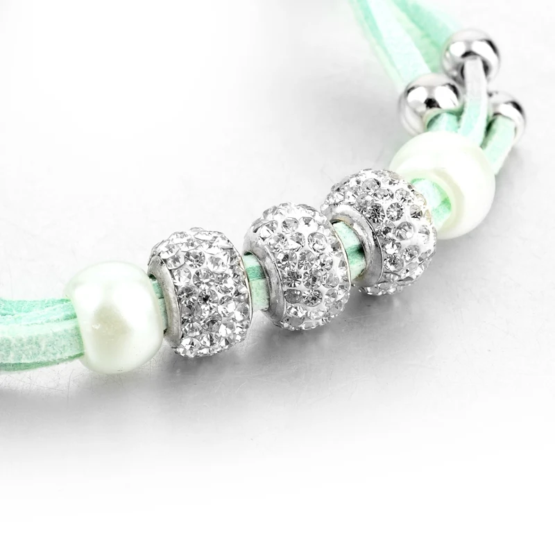 Женские браслеты цепочки Szelam зеленые шармы из муранского бисера с эластичным