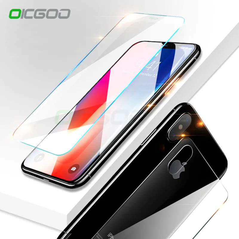 OICGOO Front Back Tempered Glass For Apple iPhone X 6S 7 8 Plus Scratch Proof Screen Protector Film iphone 6 10 | Мобильные телефоны