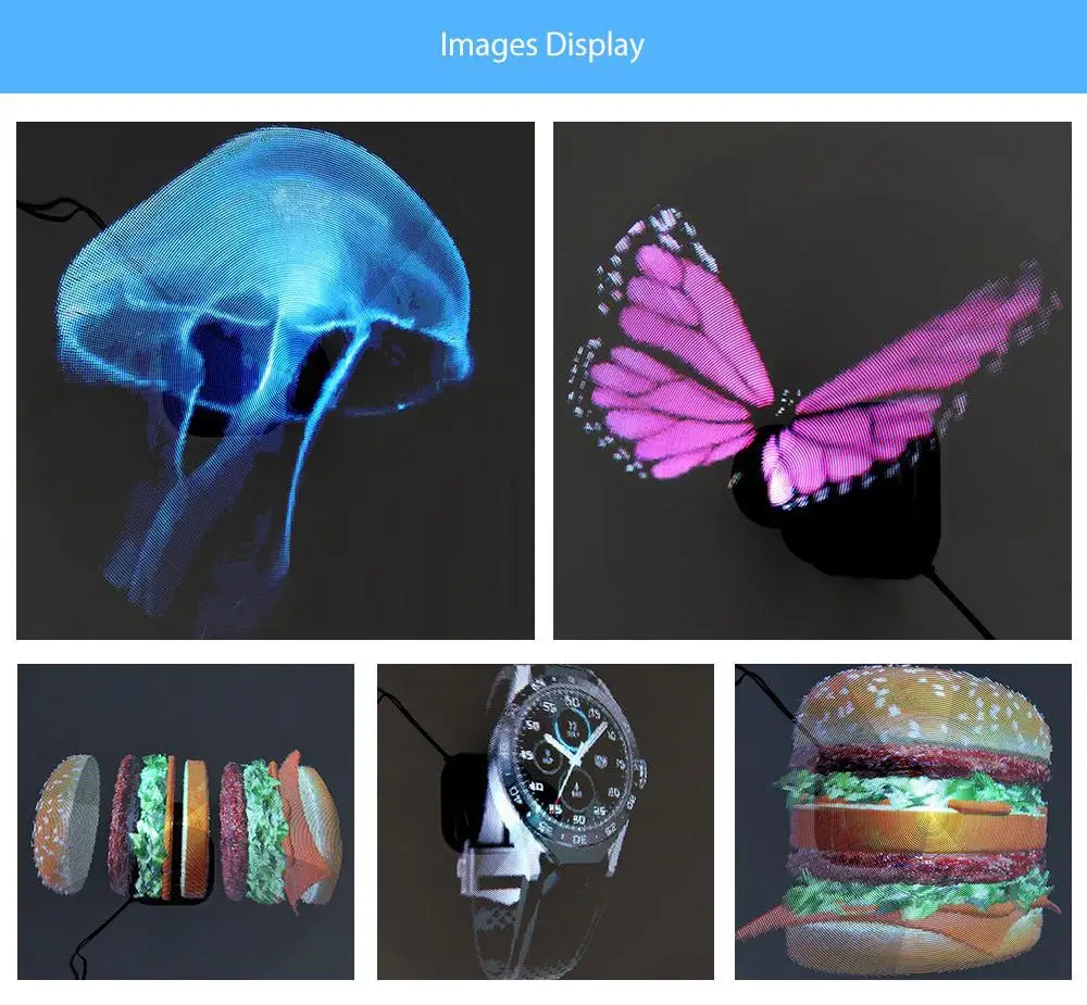 LumiParty 42 см 224LED 3D голографический проектор портативная голограмма Advisement плеер