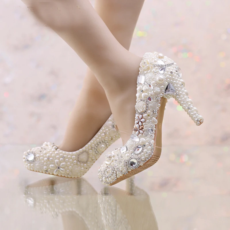 Ivory Pearl Wedding Shoes: Luxurious Rhinestone Platform Bridal Pumps image 2