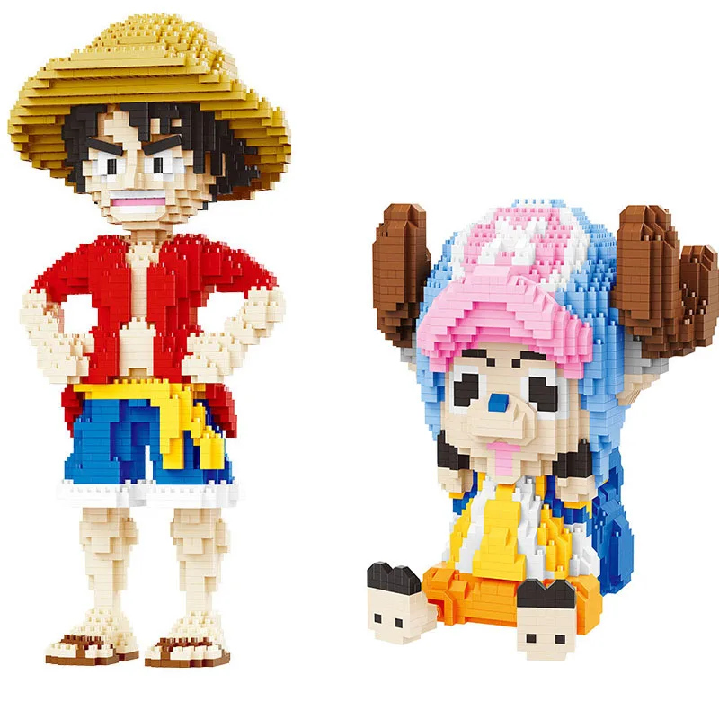 Аниме One Piece Monkey D. Луффи сидя Чоппер блок Diy модель строительные игрушки для детей