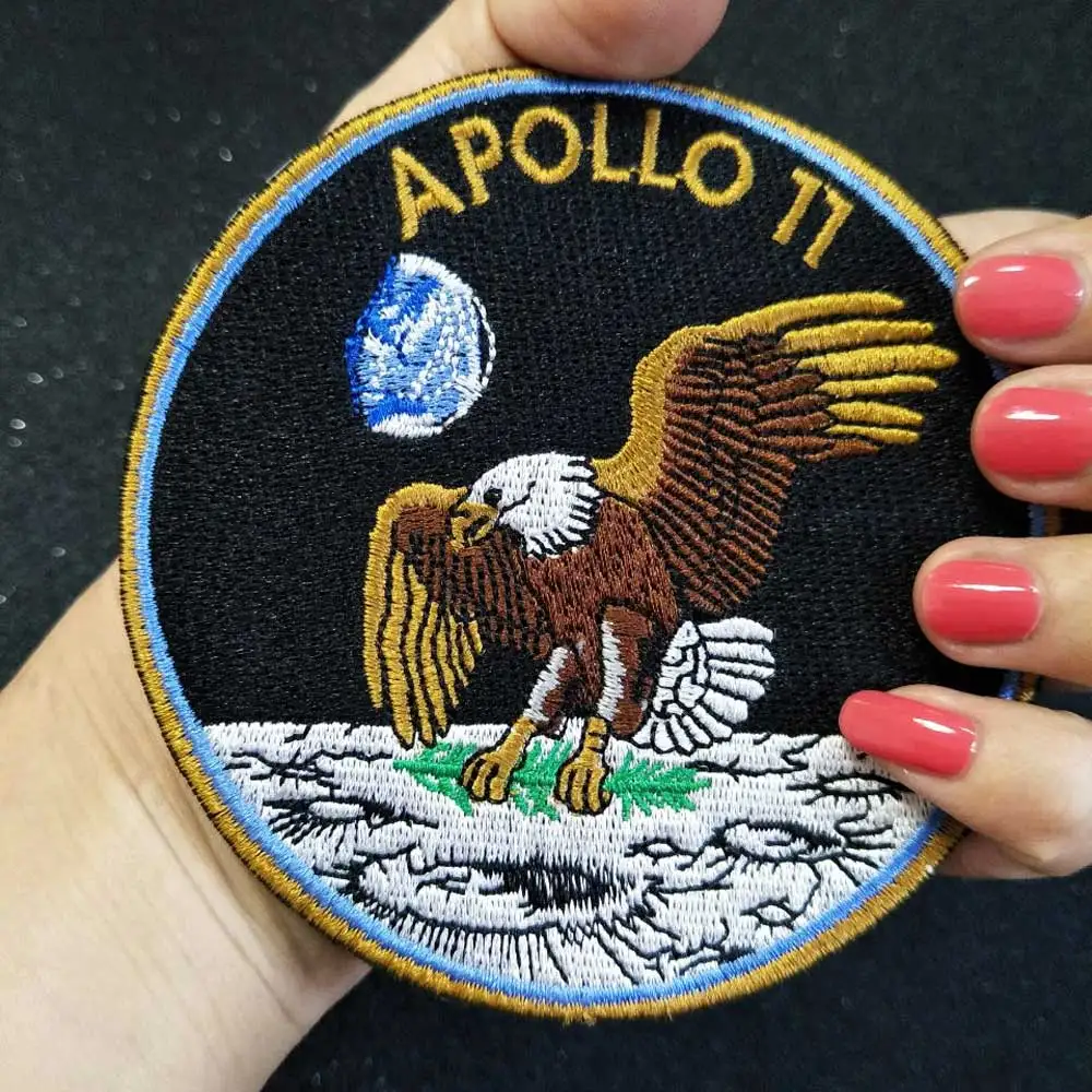 Вышитая аппликация APOLLO 11 железная нашивка этикетка для шитья панк байкерские