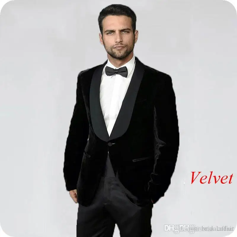 same as picture Модные Королевский синий бархат смокинг для жениха, Красивый Slim Fit Для мужчин свадебные Женихи Для мужчин Бизнес вечерние костюмы для выпускного(куртка+ брюки+ галстук - Цвет: same as picture