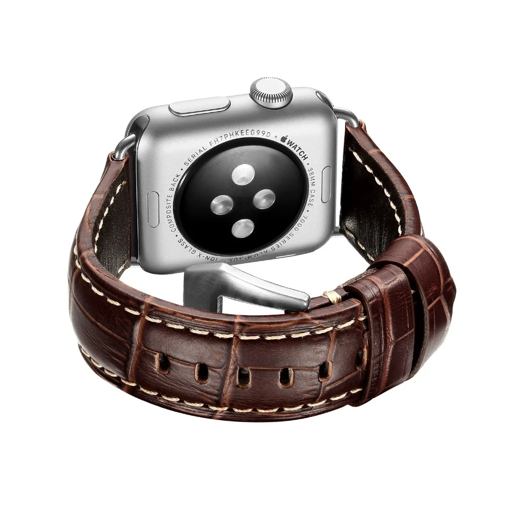 Ремешок кожаный для Apple Watch 4 3 2 1 40 мм 44 браслет iWatch из натуральной кожи с