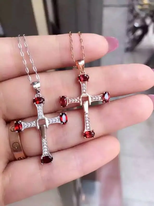 Женский кулон с красным гранатом вечерние серебра 925 пробы|jewelry necklace pendants|jewelry