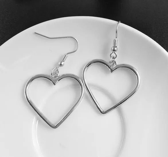 White gold Модные женские серьги с подвесками, металлическое сердце, жемчуг, Золотые серьги для женщин, популярные ювелирные изделия, серьги, аксессуары - Окраска металла: White gold