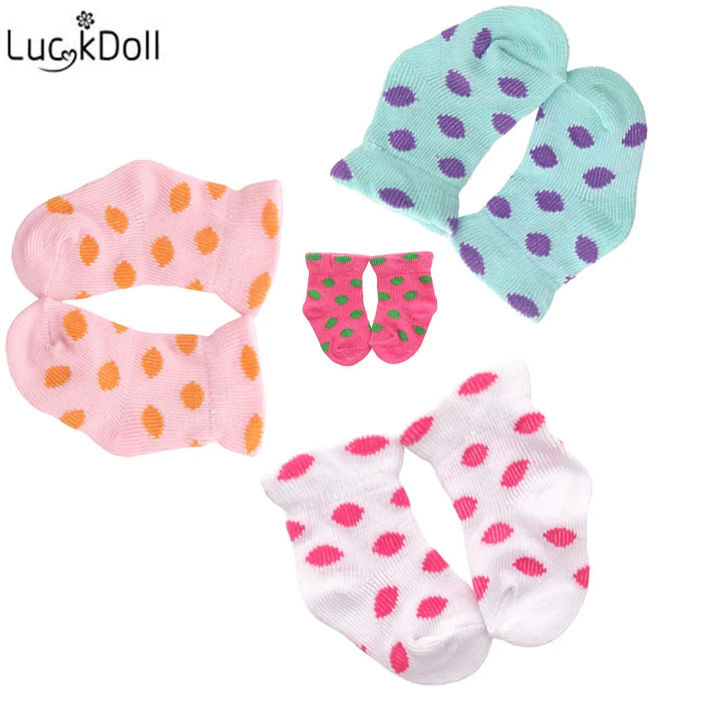 LUCKDOLL вязаные высокие эластичные носки с принтом подходят для детей 18 дюймов