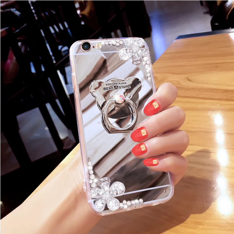 Кольцо держатель Зеркало чехол для iPhone XR XS MAX X 8 7 6 s плюс блеск Dimaond S Max крышка в