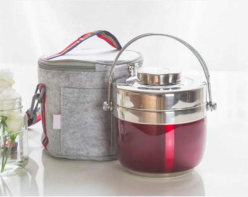 1,2/1.5L Нержавеющая сталь двойной Слои Коробки для обедов школы и офиса Термальность Крышка для еды контейнер для обеда ребенку Ланч-бокс