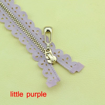 little purple 50 см 60 см кружевная молния для платья сумка Одежда карамельный цвет светильник золотые зубы декоративная металлическая застежка полые аксессуары D671 - Цвет: little purple