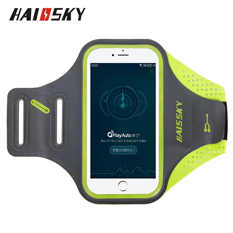 HSK65 Green HAISSKY спортивный нарукавный чехол для телефона iPhone XS 11 Pro Max 6 7 8 Plus для бега Brassard повязка на руку для samsung S10 S9 S8 Plus Xiaomi - Цвет: HSK65 Green