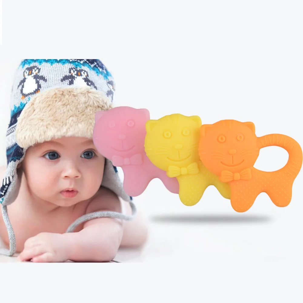 FEBUD Baby Teethers Cartoon Safety Comfort Pacified Teething Teether Chewable Newborn Silicone Solid Dental Care | Мать и ребенок
