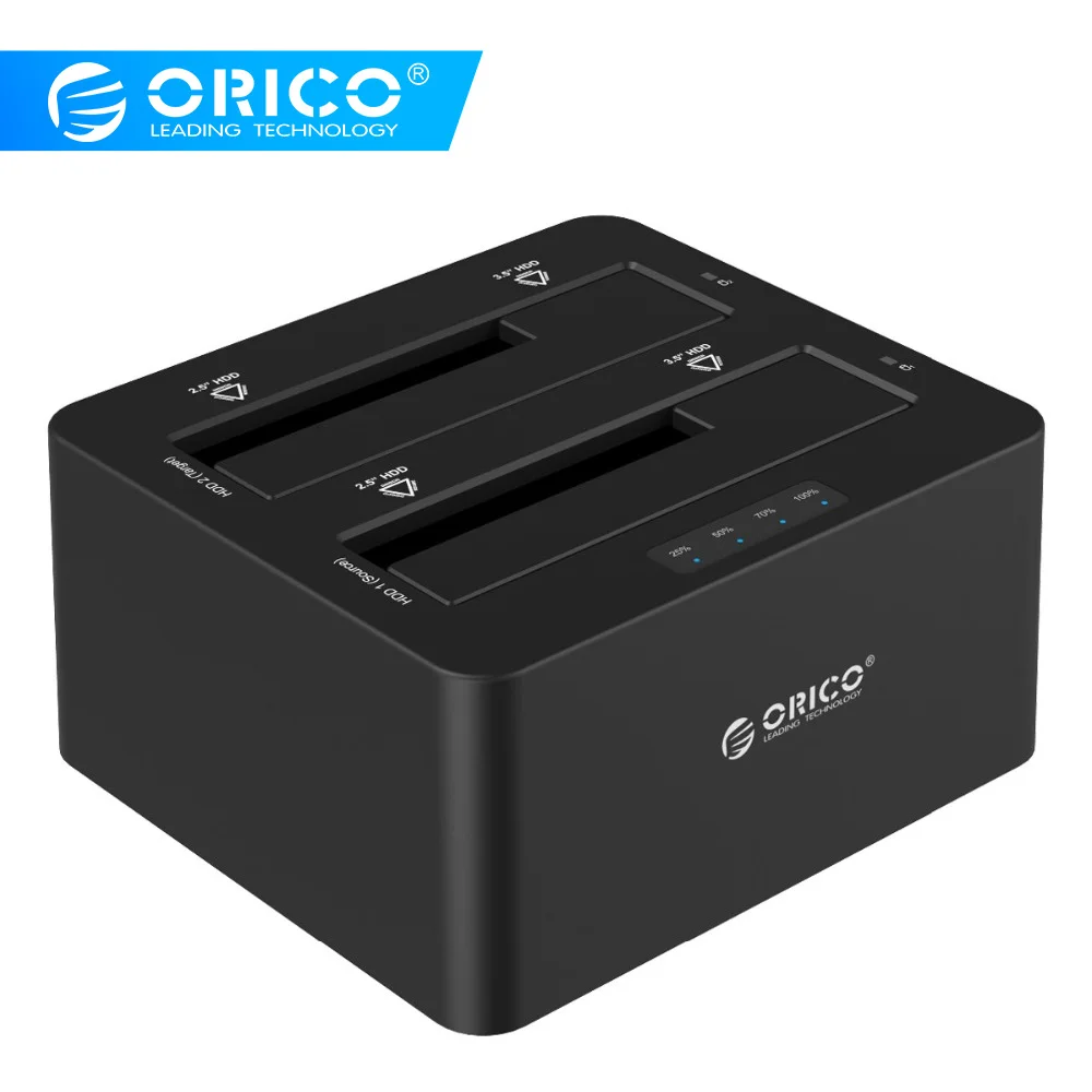 ORICO 6629US3-C 2 Bay SATA USB3.0 внешний жесткий диск Док станция для 2,5/3.5HDD с Дубликатор/функция клонирования-черный
